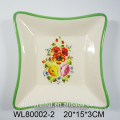Lovely flower ceramic square platter